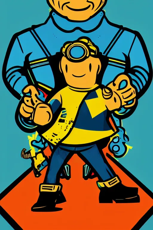 Image similar to fallout 7 6 retro futurist illustration art by butcher billy, sticker, colorful, illustration, highly detailed, simple, smooth and clean vector curves, no jagged lines, vector art, smooth andy warhol style