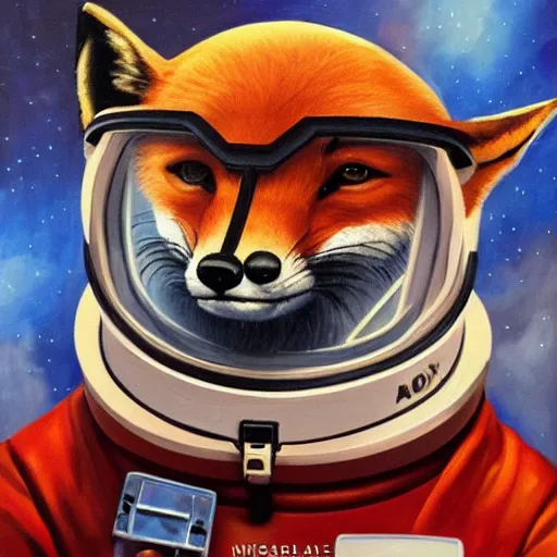 Image similar to A Fox Astronaut, oil painting, artstation, award winning,