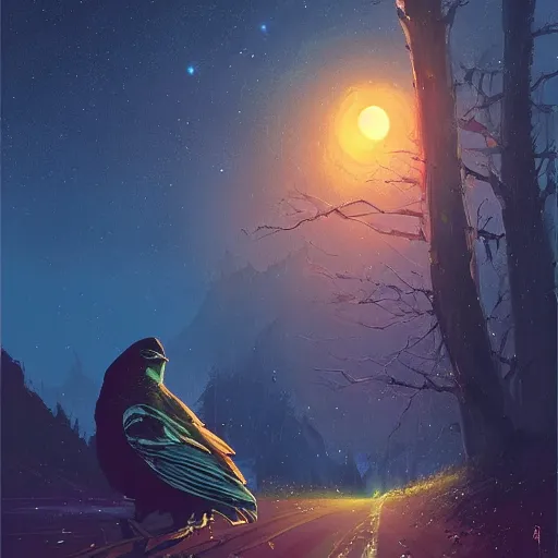 Image similar to a european nightjar, by anato finnstark, by alena aenami, by john harris, by ross tran, by wlop, by andreas rocha