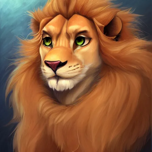 Image similar to portrait character design of an egyptian lion. deviantart adoptable, style of maple story and zootopia, portrait studio lighting by jessica rossier and brian froud in the style of disney, traditional