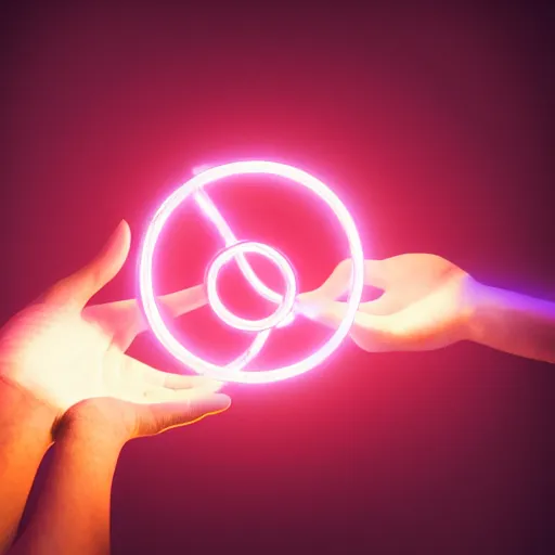 Prompt: a floating glowing infinity symbol above someone's hands, cinematic, fantasy octane render 8 k postproduction