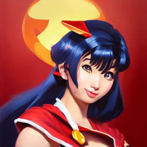 Image similar to greg manchess portrait painting of sailor mars as overwatch character, medium shot, asymmetrical, profile picture, organic painting, sunny day, matte painting, bold shapes, hard edges, street art, trending on artstation, by huang guangjian and gil elvgren and sachin teng