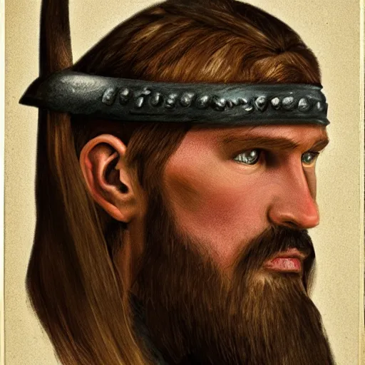 Prompt: a Viking warrior portrait, half frame