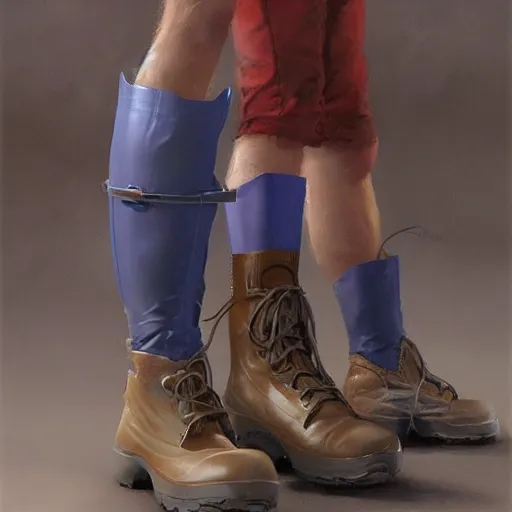 Image similar to water resistant PVC blue water boots, by Craig mullins, Steve Purcell, Ralph McQuarrie. Design. Fashion. Trending on artstation. Centered image, no background