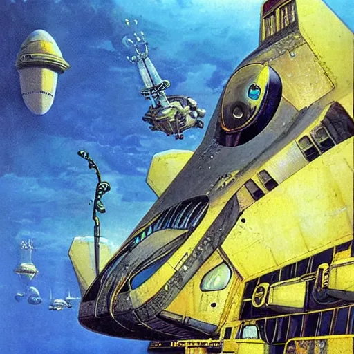 Image similar to big weird spaceship at the bottom of the ocean, chris foss, peter elson, angus mckie, terran trade authority