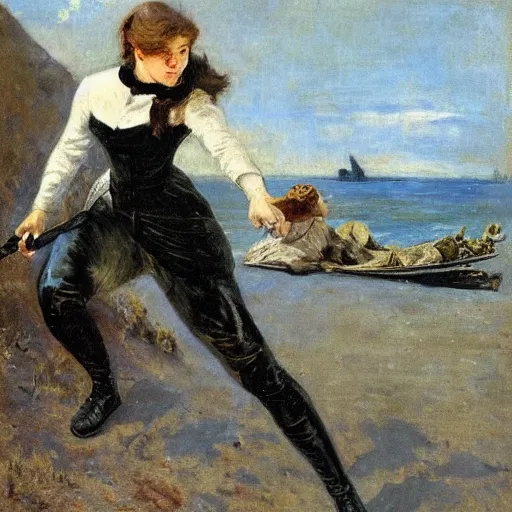 Image similar to action heroine by alfred stevens