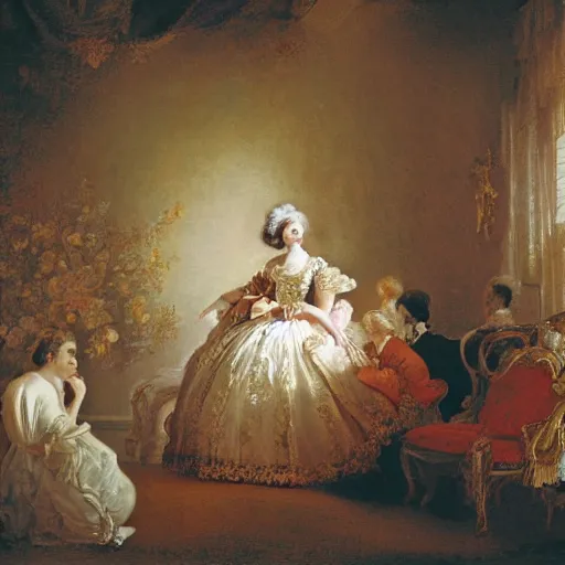 Image similar to photo of W.A. Mozart Fragonard style, 8k,