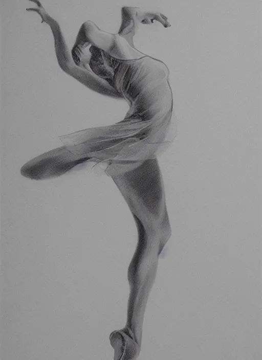 Image similar to gorgeous graceful graphite gesture drawing of a ballerina dancing through time and space, highly detailed, smooth, focus