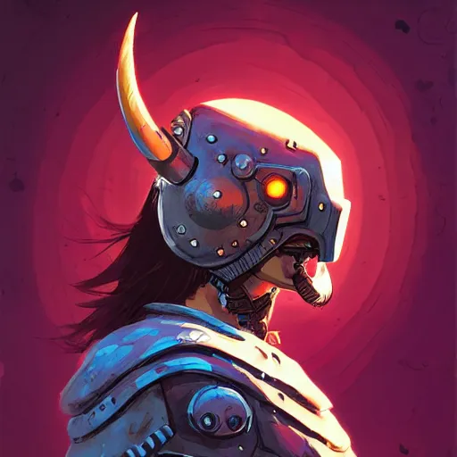 Image similar to cyberpunk viking helmet mask warrior goddess robot ninja fantasy, art gta 5 cover, official fanart behance hd artstation by jesper ejsing, by rhads, makoto shinkai and lois van baarle, ilya kuvshinov, ossdraws