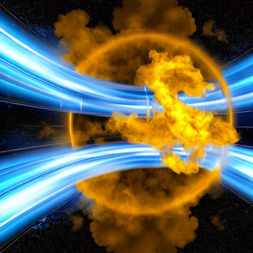 Image similar to open golden space portal with white turbulent smoke and electricity, high detail, photo realistic, 8 k