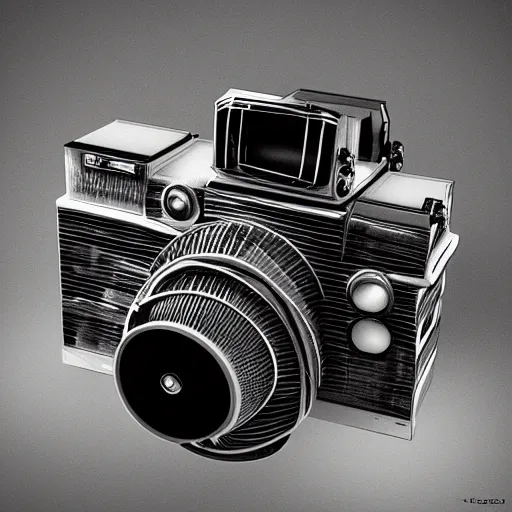 Image similar to A spacecraft that looks like a photographic camera vintage reflex, by Tomek Setowski style