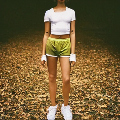 Image similar to realistic! photoshoot for a new nike lookbook, color film photography, portrait of a beautiful european!! woman, photo in style of tyler mitchell, 35mm