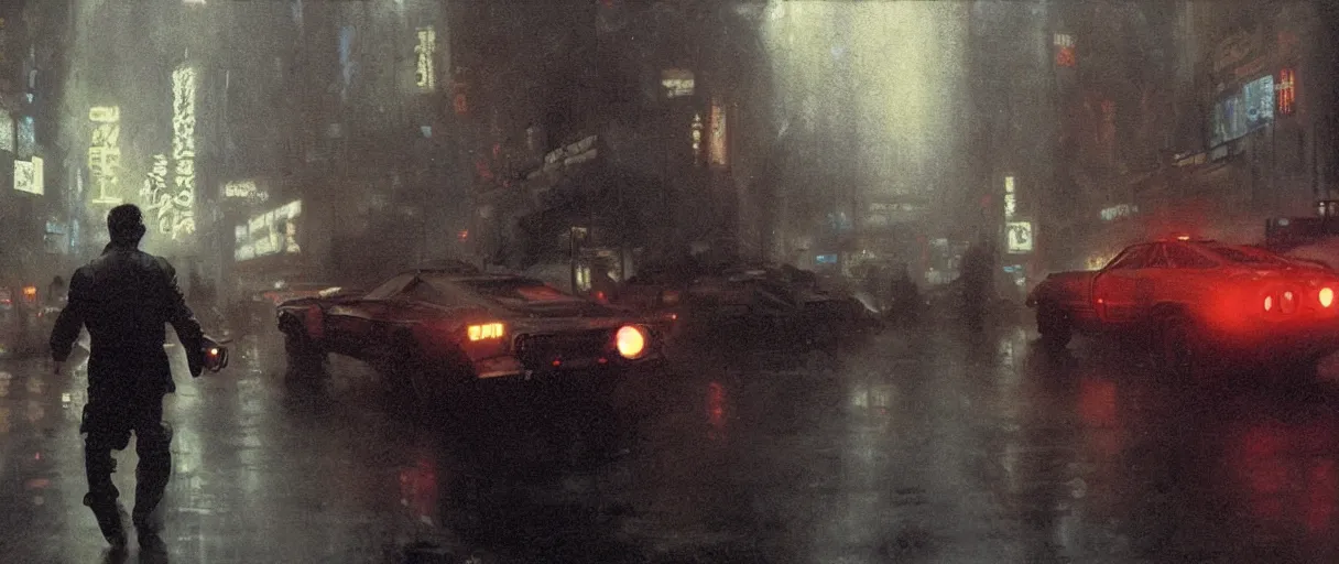 Image similar to realistic screenshot from blade runner movie, intricate, moody lighting, highly detailed, cinematic, photoreal octane rendering, syd mead, liepke, ruan jia, craig mullins, ridley scott