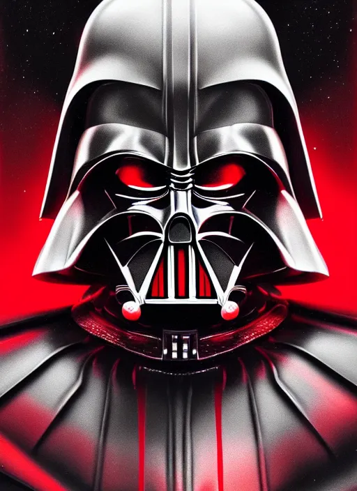 Prompt: portrait of christmas candy cane themed darth vader, intricate, elegant, highly detailed, digital painting, artstation, concept art, sharp focus, smooth, illustration, art by picasso, junji ito and greg rutkowski
