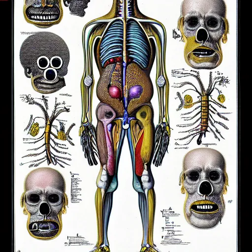 Image similar to homer simpson anatomy by ernst haeckel, masterpiece, vivid, very detailed