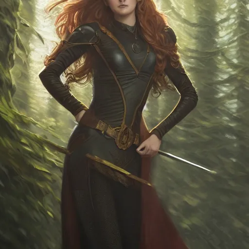 Image similar to closeup portrait of a young jane seymour as a wizard casting magic, forest background, megacity, high fantasy, dramatic light, gorgeous view, depth, high detail, digital art, painted by greg rutkowski, trending on artstation