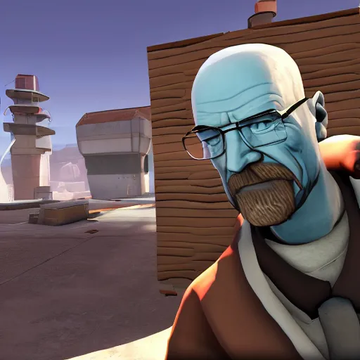 Image similar to Walter White in Team Fortress 2, HD 4k game screenshot, Valve official announcement, new character