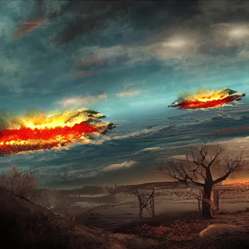 Image similar to The end of the world by nuclear fire, digital art