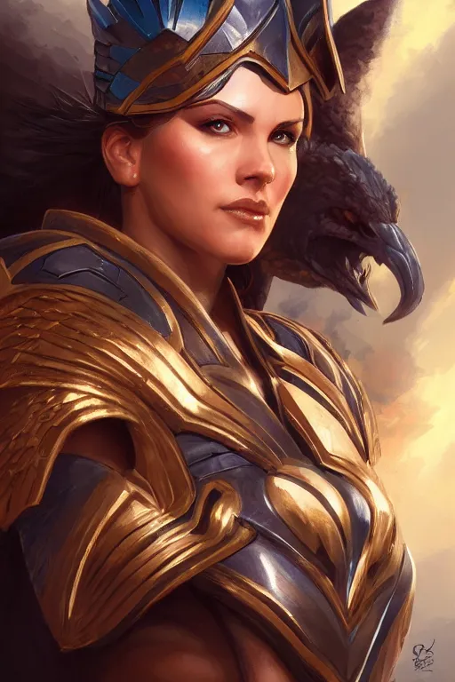 Image similar to amazon valkyrie athena, d & d, fantasy, portrait, highly detailed, headshot, digital painting, trending on artstation, concept art, sharp focus, illustration, art by artgerm and greg rutkowski and magali villeneuve