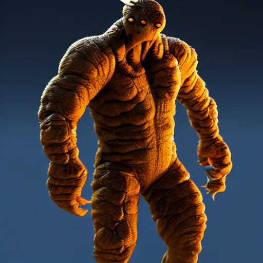 Prompt: an epic comic book style hyperealistic full body portrait of the Thing from the Fantastic Four, action pose, dramatic lighting, character design by John Byrne, Jack Kirby, Joe Sinnott, unreal 5, DAZ, hyperrealistic, octane render, RPG portrait, dynamic lighting, intricate detail, cinematic