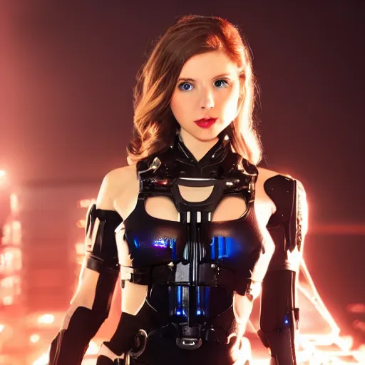 Image similar to Amouranth cosplaying as The Terminator, cinematic lighting, 4k