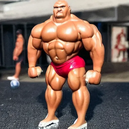 Image similar to A gigantic bodybuilder as a football manager