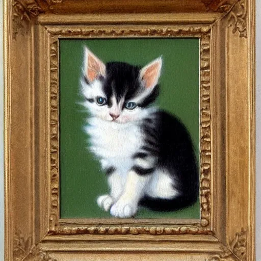 Image similar to original oil painting of a kitten by alessandro allori