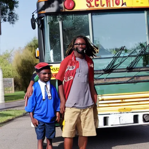 Image similar to african american male school bus driver with dreads, and fat legs