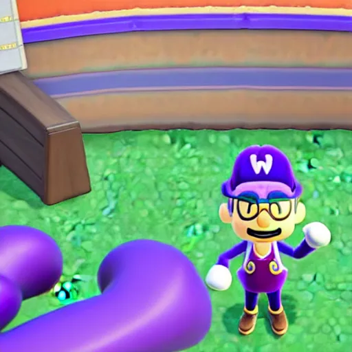 Image similar to waluigi in animal crossing new horizons, highly detailed, extremely high quality, hd, 4 k, 8 k, canon 3 0 0 mm, professional photographer, 4 0 mp, lifelike, top - rated, award winning, realistic, detailed lighting, detailed shadows, sharp, no blur, edited, corrected, trending