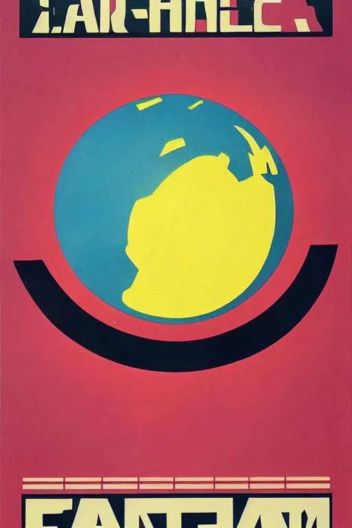 Image similar to poster of earth, 1 9 5 0 s style, futuristic design, dark, symmetrical, washed out color, centered, art deco, 1 9 5 0's futuristic, glowing highlights, intense