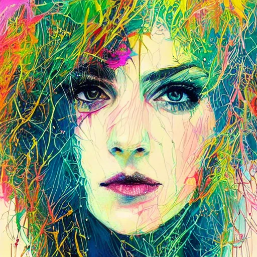 Image similar to a beautiful painting, portrait of ramona flowers by carne griffiths