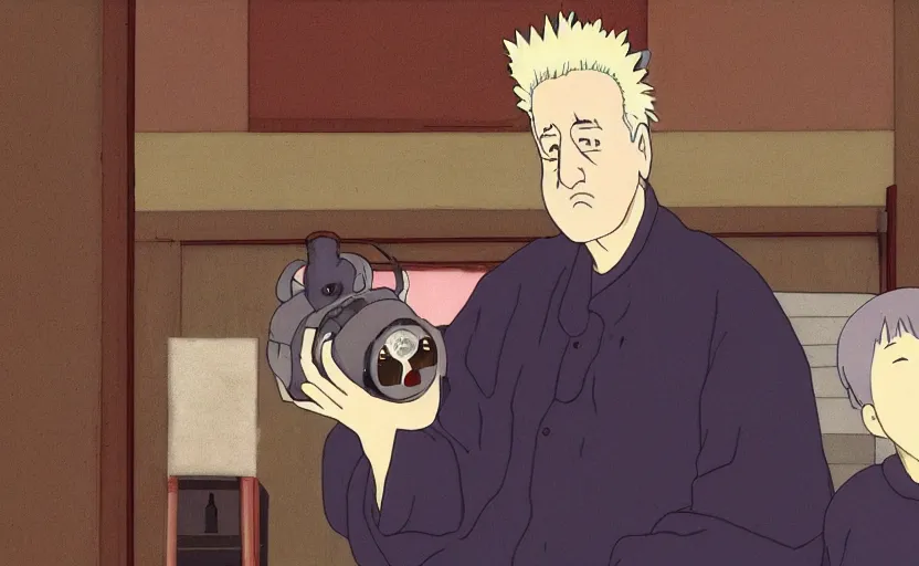 Prompt: a still of david lynch in spirited away, anime style, studio ghibli,