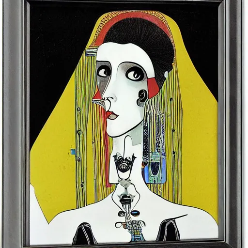 Image similar to a portrait of a female android by aubrey vincent beardsley