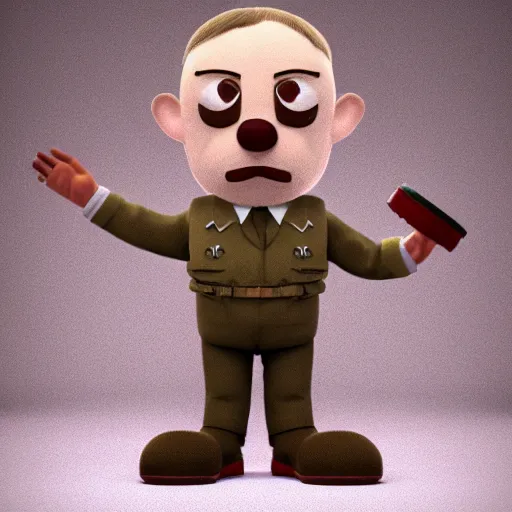 Image similar to adolf hitler as fluffy yoohoo toy, realistic, octane render, trending on artstation, grteg rutkowski