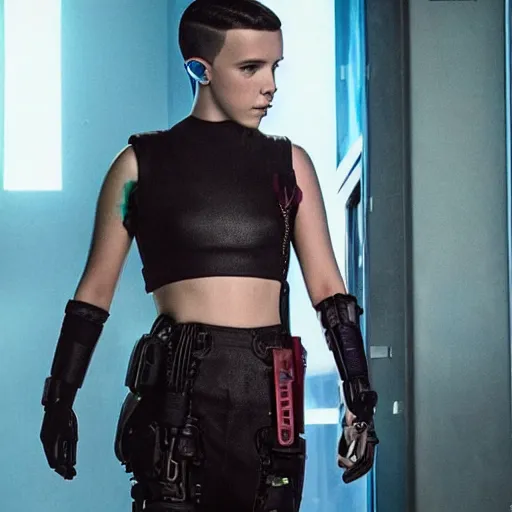 Image similar to Cyberpunk Millie Bobby Brown