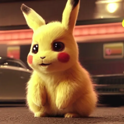 Prompt: a rabbit in the movie detective pikachu