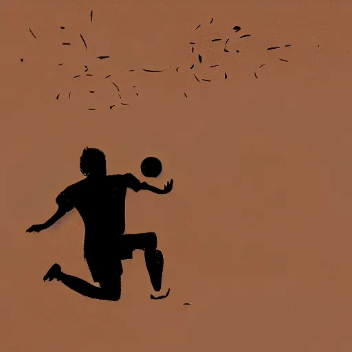 Image similar to a man playing a soccer in the desert, digital art, concept art