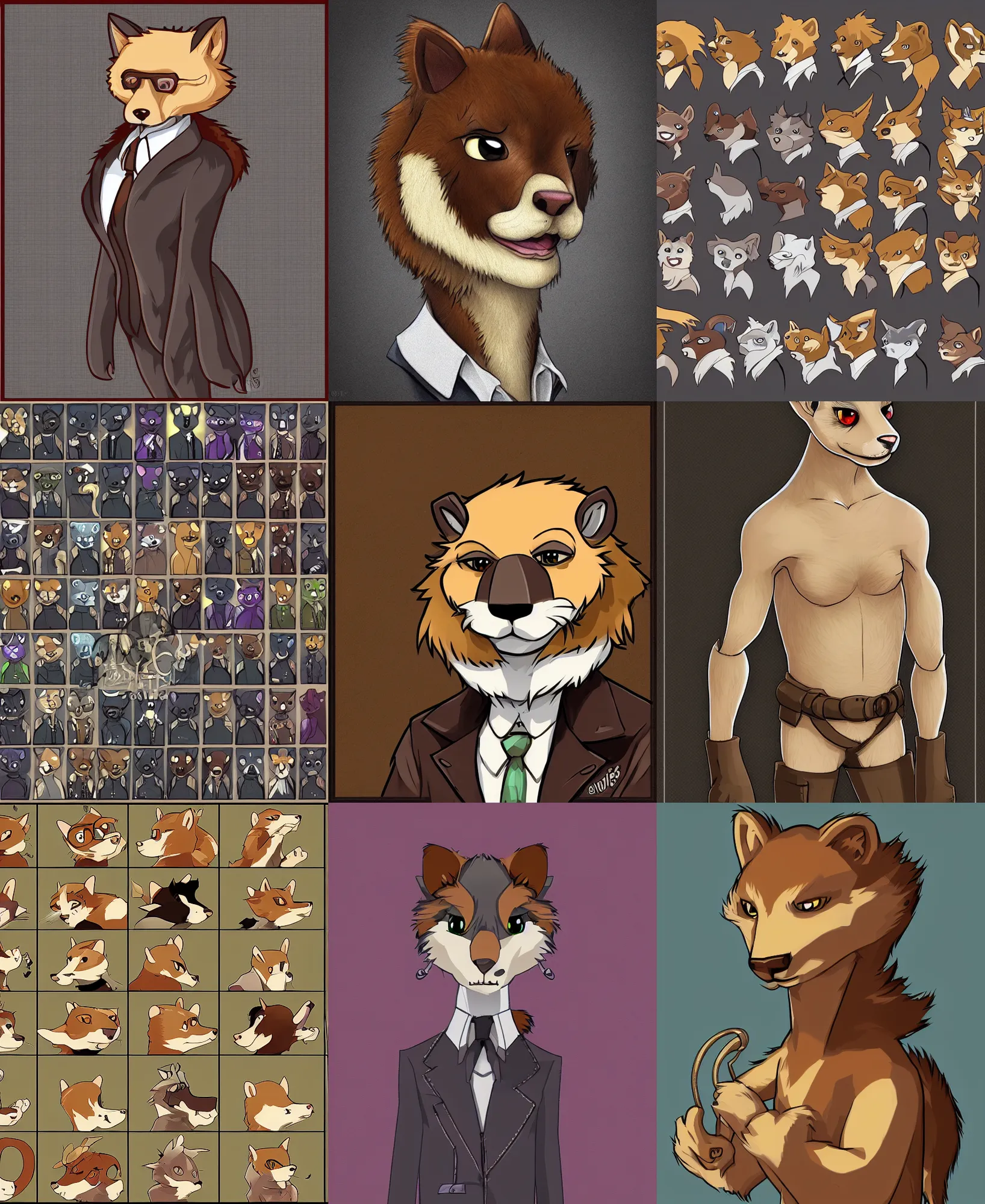 Prompt: furry - weasel - detective - fursona uhd ue 5 visual novel pc game expression art portrait sprite