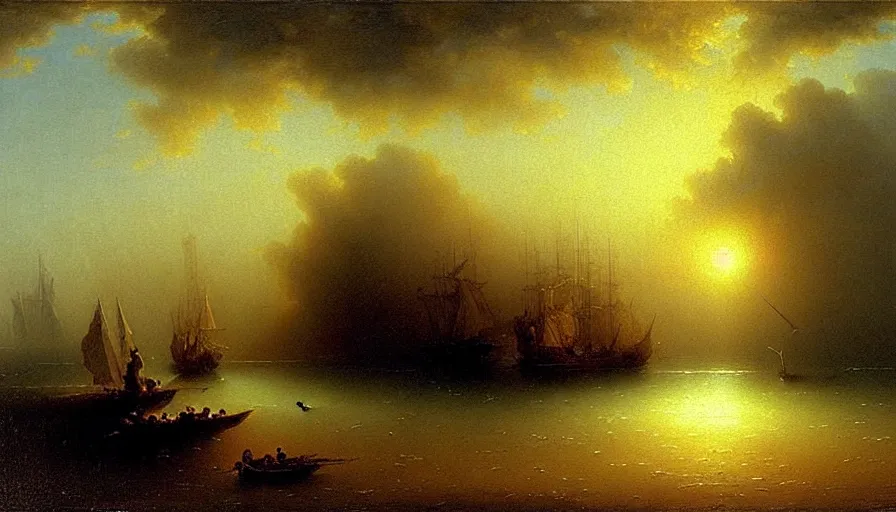 Image similar to the two complementary forces that make up all aspects and phenomena of life, by Ivan Aïvazovski,