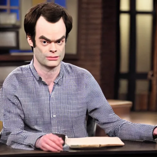 Prompt: bill hader pretending to be larry king