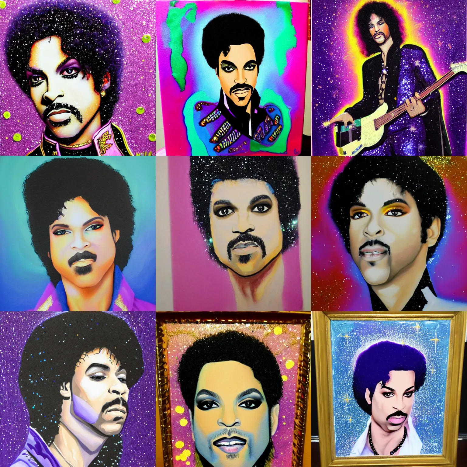 Prompt: a Glitter Painting of Prince