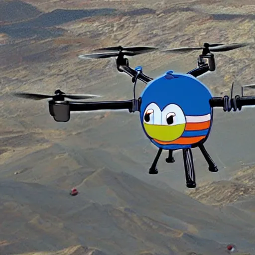 Image similar to doraemon piloting a drone in the middle east