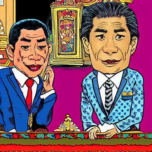 Prompt: King of Thailand appears in Robert Crumb cartoon