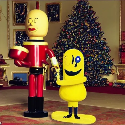 Image similar to mr peanut as a real life person being crushed to death by a huge nutcracker. he is in excruciating pain. high definition. extremely gory. graphic horror. ultra realistic. grainy vhs quality.