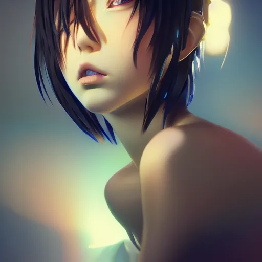 Image similar to photorealistic dramatic liquids anime people render, detailed face, colorful, atmosphere cinematic, by wlop, by ilyu kuvshinov, soft shadows, concept art, super detailed, vfx, houdini, 8 k, super realistic, ufotable studio art style, global illumination, trending in pixiv, dramatic color, ray tracing, god rays