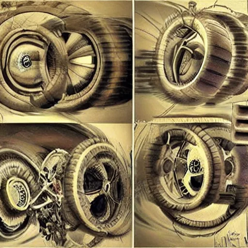 Image similar to Infinite Wheels within wheels with infinite eyes, hyperrealistic art, biological, universe