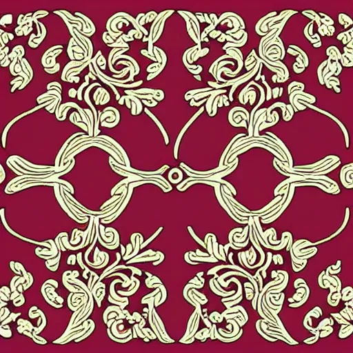 Image similar to ornate rococo embroidery pattern design bordering a box, flat clean lines, made in illustrator