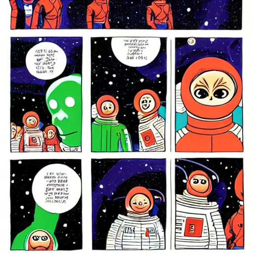 Prompt: monkey in space by daniel clowes