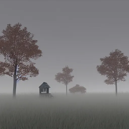 Prompt: Village render horror fog foster highly detailed