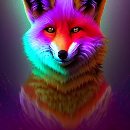 Prompt: digital fox, retrowave palette, digital world, highly detailed, anatomically correct vulpine, dynamic lighting, synth feel, fluffy face, ear floof, flowing fur, super realism, accurate animal imagery, 4 k digital art